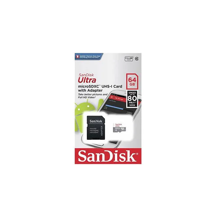 Card 64GB SanDisk Ultra UHS-I Class 10 microSDXC