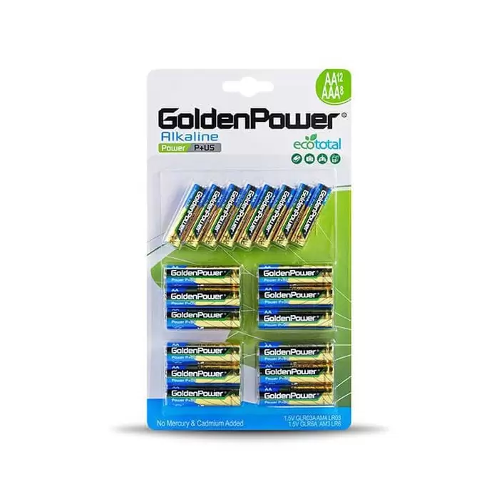 GoldenPower Battery AA*12+AAA*8 Alkaline