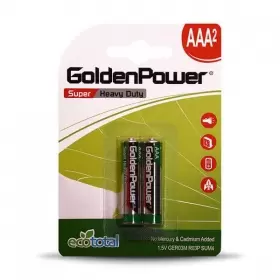 GoldenPower Battery AAA*2 Super Heavy Duty باتری نیم قلمی گلدن پاور