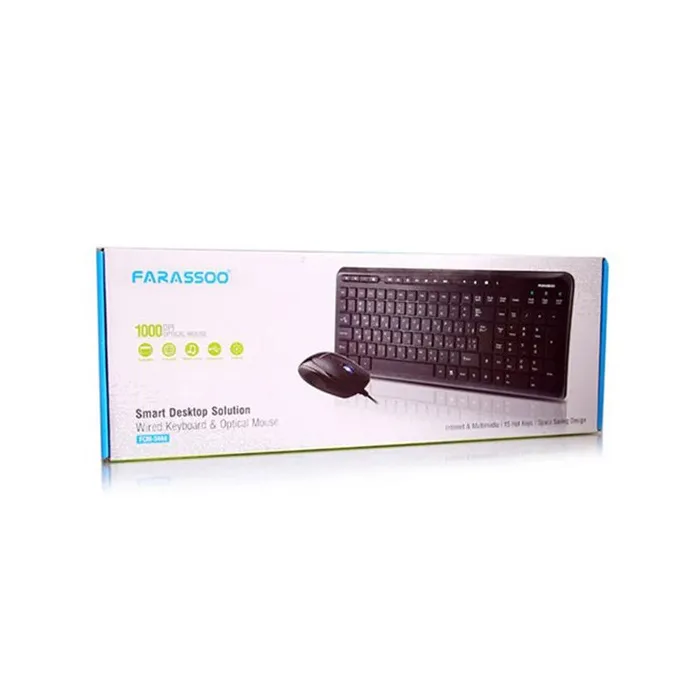 KEYBOARD & MOUSE FARASSOO WIRELESS FCM-3444 Wired کیبورد و موس فراسو