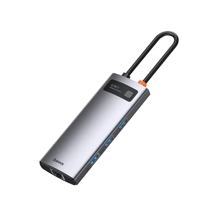 لیست قیمت خرید هاب یو اس بی باسئوس Baseus Metal Gleam Series 6-in-1 Type-C CAHUB-CW0G