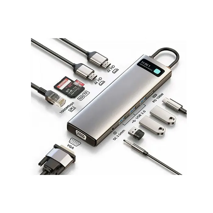 لیست قیمت خرید هاب یو اس بی باسئوس Baseus Metal Gleam Series 11-in-1 Type-C CAHUB-CT0G