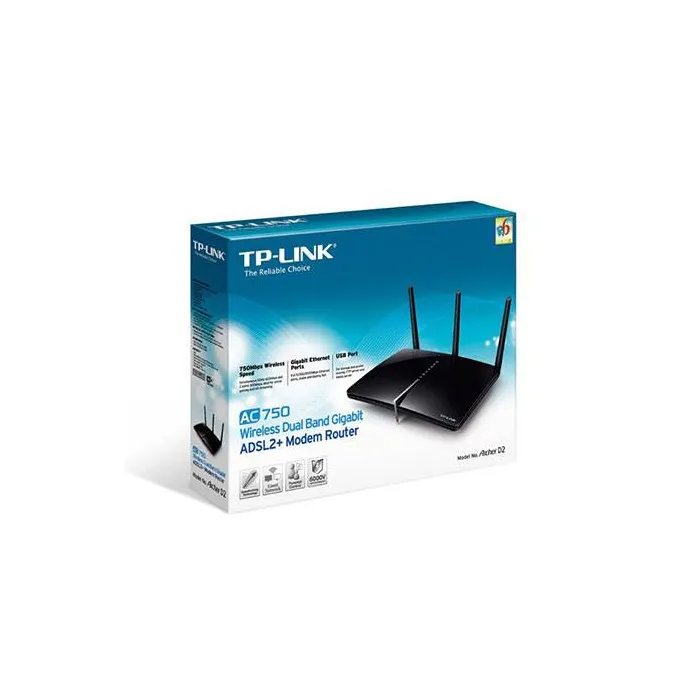 MODEM TP-LINK Archer D2 Wireless AC750 Dual Band ADSL2+ Modem Router مودم تی پی لینک