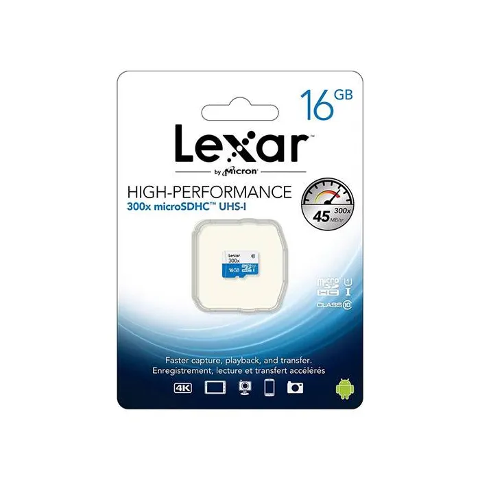 Card 16GB Lexar High-Performance UHS-I U1 Class 10 45MBps microSDHC کارت حافظه لکسار