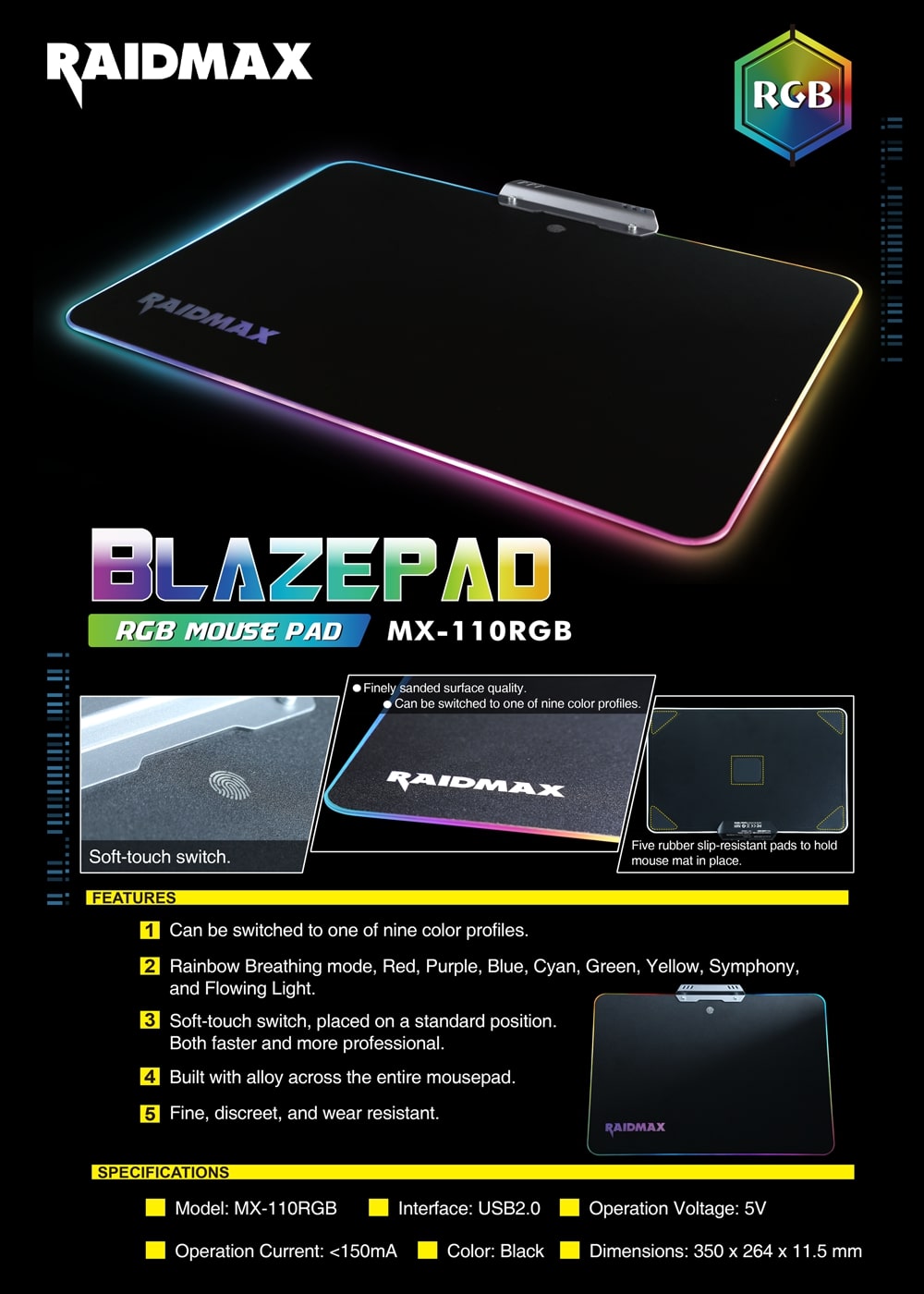 پد ماوس ریدمکس Blazepad mx-110 RGB