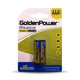GoldenPower Battery AAA*2 Super Alkaline باتری نیم قلمی گلدن پاور